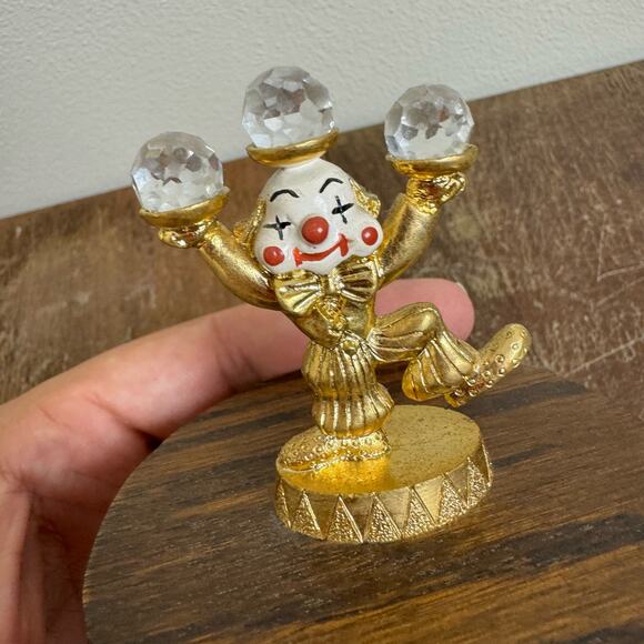 1985 SPOONTIQUES Juggling Clown Gold Pewter Crystal Balls Music Box‎ - Picture 3 of 8